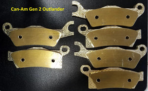 MUD PARK MAFIA GEN 2 OUTLANDER SOLID BRASS BRAKE PADS 3 CALIPER SET